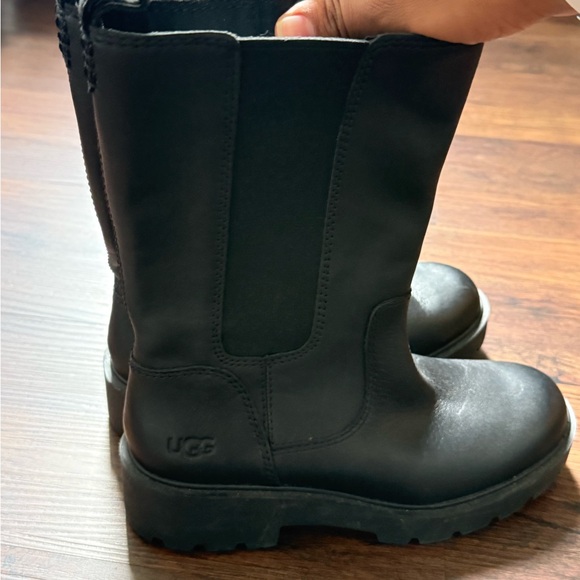 UGG Holzer Waterproof Combat Boot Black Leather - Picture 4 of 6